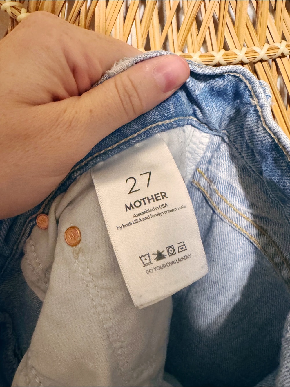 MOTHER Light Blue Distressed Wide-Leg Jeans - Picture 10 of 11